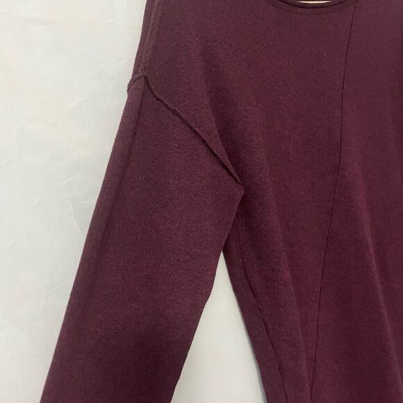 Verve ami Plumb Purple Asymmetric Wide Neck Knit Sweater Size M - Picture 2 of 8